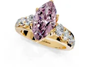Solitaire Engagement Ring Setting for Fancy Pink Marquise Center with Graduated Shared Prongs and Prong Head in Yellow Gold