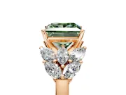 Leaf Cluster Engagement Ring Setting for Fancy Green Princess Cut Center with Marquise Accents and Prong Head in Rose Gold
