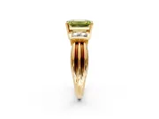 Solitaire Engagement Ring Setting for Fancy Yellow Emerald Cut Center with Grooved Bar Accent Band and Prong Head in Yellow Gold