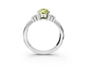 Solitaire Engagement Ring Setting for Fancy Yellow Pear-Shaped Center with Grooved Bar Accent Band and Prong Head in Platinum