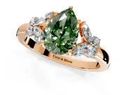 Solitaire Engagement Ring Setting for Fancy Green Pear-Shaped Center with Marquise Flower Shoulders and Prong Head in Rose Gold