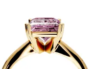 Solitaire Engagement Ring Setting for Fancy Pink Princess Cut Center with Knife Ridge Band and Claw Prong Head in Yellow Gold