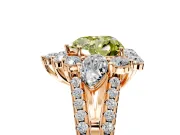 Halo Engagement Ring Setting for Fancy Yellow Heart-Shaped Center with Two-Strand Split Shank and Prong Head in Rose Gold