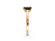Solitaire Engagement Ring Setting for Fancy Green Emerald Cut Center with Flat-Sided Plain Band and Prong Head in Rose Gold