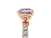Open Basket Engagement Ring Setting for Fancy Pink Princess Cut Center with Pave Band and Prong Head in Rose Gold