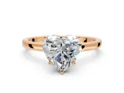 Hidden Halo Engagement Ring Setting for Heart-Shaped Center with Plain Band and Tall Prong Head in Rose Gold