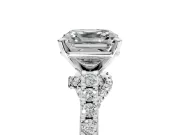 Solitaire Engagement Ring Setting for Asscher Cut Center with Crossover Accents and Prong Head in Sterling Silver