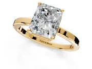 Hidden Halo Engagement Ring Setting for Radiant Cut Center with Wide Flat Plain Band and Prong Head in Yellow Gold