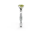 Solitaire Engagement Ring Setting for Fancy Yellow Round Cut Center with Channel Baguette Band and Prong Head in Platinum