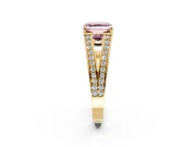 Split Shank Engagement Ring Setting for Fancy Pink Asscher Cut Center with Pave Split Shank and Prong Head in Yellow Gold