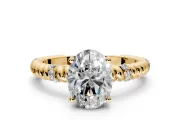 Rope Engagement Ring Setting for Oval Center with Accent Shoulders and Prong Head in Yellow Gold
