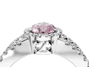 Halo Engagement Ring Setting for Fancy Pink Pear-Shaped Center with Wide-Open Pave Split Shank and Prong Head in Platinum