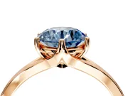 Solitaire Engagement Ring Setting for Fancy Blue Round Cut Center with Plain Split Shank and Prong Head in Rose Gold