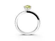 Solitaire Engagement Ring Setting for Fancy Yellow Pear-Shaped Center with Fine Pave Band and Claw Prong Head in Sterling Silver