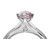 Solitaire Engagement Ring Setting for Fancy Pink Marquise Center with Milgrain Cathedral Band and Prong Head in Platinum