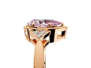 Cluster Engagement Ring Setting for Fancy Pink Pear-Shaped Center with Milgrain Shoulder Clusters and Prong Head in Rose Gold