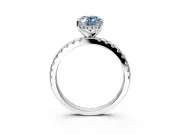 Solitaire Engagement Ring Setting for Fancy Blue Oval Center with Band of Accents and Prong Head in Sterling Silver