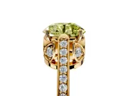 Cathedral Engagement Ring Setting for Fancy Yellow Round Cut Center with Antique-Style Pave Band and Prong Head in Yellow Gold