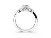Solitaire Engagement Ring Setting for Oval Center with Marquise Flower Shoulders and Prong Head in Sterling Silver