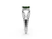 Halo Engagement Ring Setting for Fancy Green Emerald Cut Center with Rope Twist Split Shank and Prong Head in Platinum