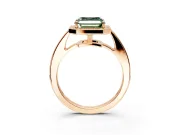 Bezel-Framed Halo Engagement Ring Setting for Fancy Green Asscher Cut Center with Pave Band and Prong Head in Rose Gold