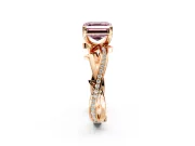 Solitaire Engagement Ring Setting for Fancy Pink Asscher Cut Center with Pave and Plain Crossover Band and Prong Head in Rose Gold