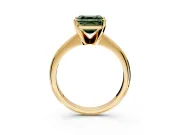 Solitaire Engagement Ring Setting for Fancy Green Asscher Cut Center with Knife Ridge Band and Claw Prong Head in Yellow Gold