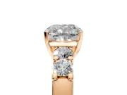 5 Stone Engagement Ring Setting for Cushion Cut Center with Plain Band and Prong Head in Rose Gold
