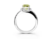 Paired Accent Engagement Ring Setting for Fancy Yellow Cushion Cut Center with Pave Band and Prong Head in Sterling Silver