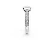 Solitaire Engagement Ring Setting for Radiant Cut Center with Multi-Row Accents and Prong Head in Sterling Silver