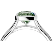 Solitaire Engagement Ring Setting for Fancy Green Radiant Cut Center with V Split Shank and Bezel Head in Platinum
