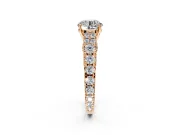 Solitaire Engagement Ring Setting for Round Cut Center with Pave Cathedral Shoulders and Prong Head in Rose Gold