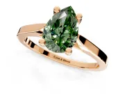 Solitaire Engagement Ring Setting for Fancy Green Pear-Shaped Center with Tapered Shoulders and Prong Head in Rose Gold
