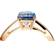 Solitaire Engagement Ring Setting for Fancy Blue Radiant Cut Center with Open Cathedral Shoulders and Prong Head in Rose Gold