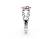 Halo Engagement Ring Setting for Fancy Pink Oval Center with Rope Twist Split Shank and Prong Head in Sterling Silver