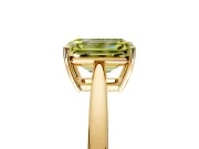 Solitaire Engagement Ring Setting for Fancy Yellow Emerald Cut Center with Open Cathedral Shoulders and Prong Head in Yellow Gold