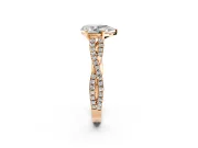 Solitaire Engagement Ring Setting for Pear-Shaped Center with Twisted Pave Split Shank and Prong Head in Rose Gold