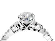 Leaf Motif Engagement Ring Setting for Pear-Shaped Center with Pave Band and Prong Head in Sterling Silver