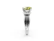 Solitaire Engagement Ring Setting for Fancy Yellow Oval Center with Grooved Bar Accent Band and Prong Head in Platinum