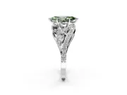 Halo Engagement Ring Setting for Fancy Green Marquise Center with Marquise and Pave Bypass Band and Prong Head in White Gold