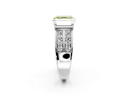 Bezel Engagement Ring Setting for Fancy Yellow Asscher Cut Center with Wide Channel-Set Band and Bezel Head in Platinum