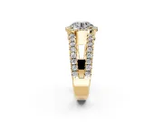 Halo Engagement Ring Setting for Round Cut Center with Wide-Open Pave Split Shank and Prong Head in Yellow Gold