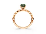 Solitaire Engagement Ring Setting for Fancy Green Radiant Cut Center with Beaded Bezel Station Band and Prong Head in Rose Gold