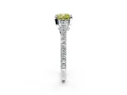 Solitaire Engagement Ring Setting for Fancy Yellow Cushion Cut Center with Widening Pave Band and Claw Prong Head in Sterling Silver