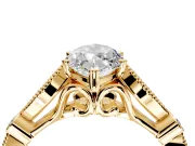 Solitaire Engagement Ring Setting for Marquise Center with Marquise and Bezel Accents and Prong Head in Yellow Gold