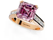 Solitaire Engagement Ring Setting for Fancy Pink Asscher Cut Center with Channel Band and Double Claw Prong Head in Rose Gold