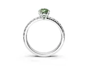 Solitaire Engagement Ring Setting for Fancy Green Pear-Shaped Center with Large Accents and Prong Head in Platinum
