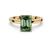 Solitaire Engagement Ring Setting for Fancy Green Emerald Cut Center with Basket Rail and Prong Head in Yellow Gold