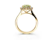 Halo Engagement Ring Setting for Fancy Yellow Princess Cut Center with Single-Row Pave, Open Basket and Prong Head in Yellow Gold