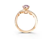 Solitaire Engagement Ring Setting for Fancy Pink Marquise Center with Pave Bypass Twist Band and Prong Head in Rose Gold